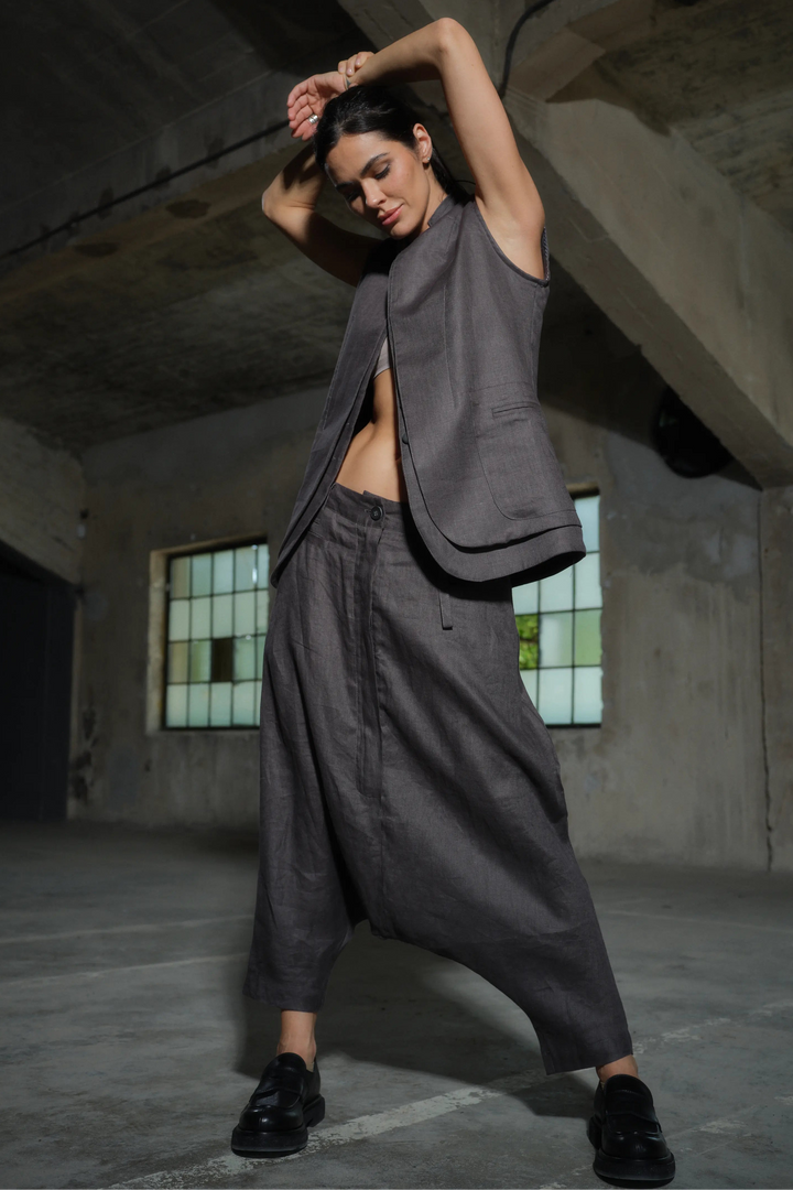 Italian Pockets - Boho Linen Harem Pants for Women