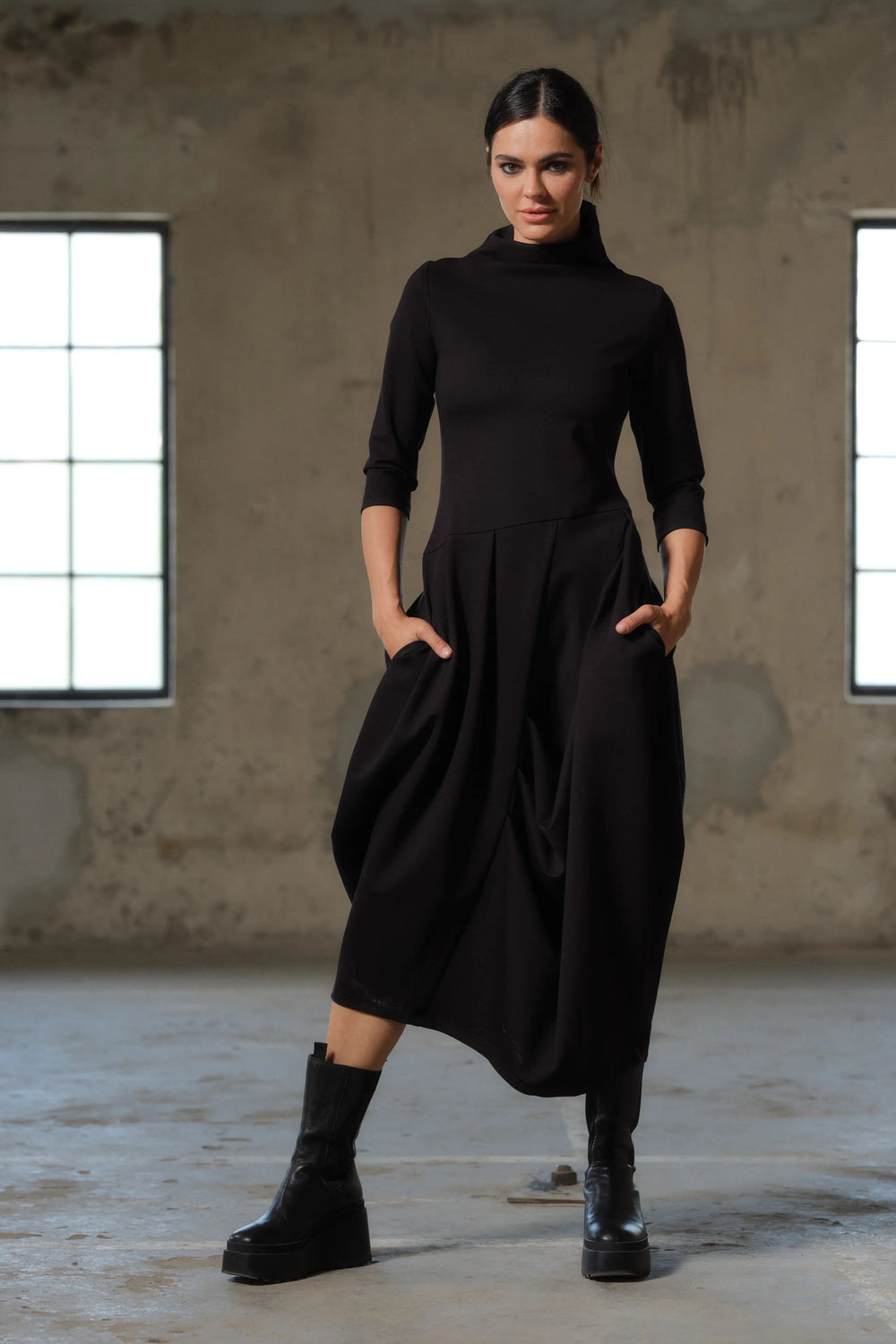 Avant garde winter asymmetrical long dress