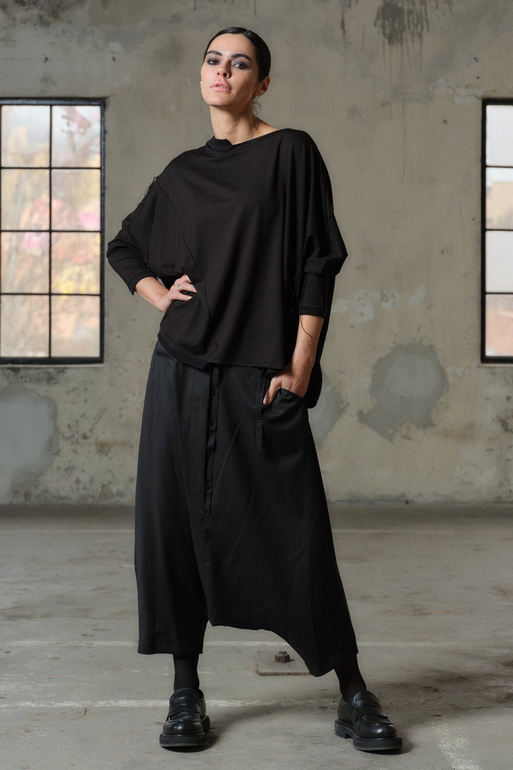 Merino wool drop crotch pants