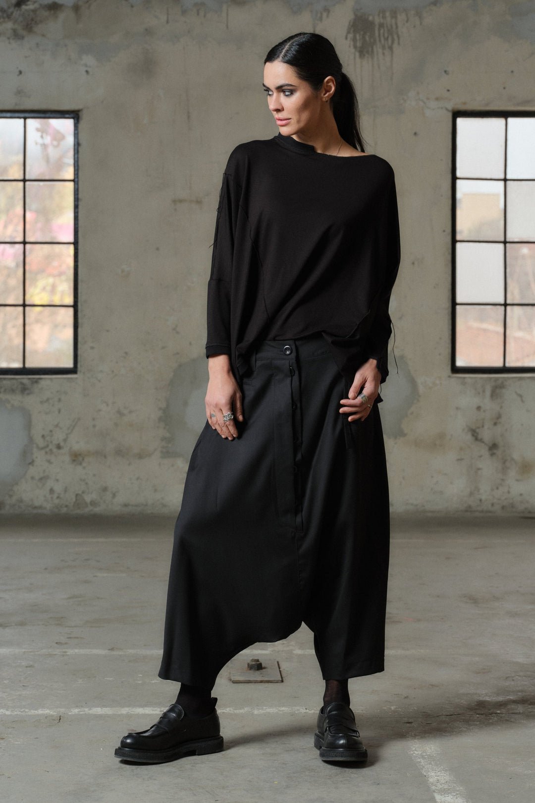 Merino wool drop crotch pants