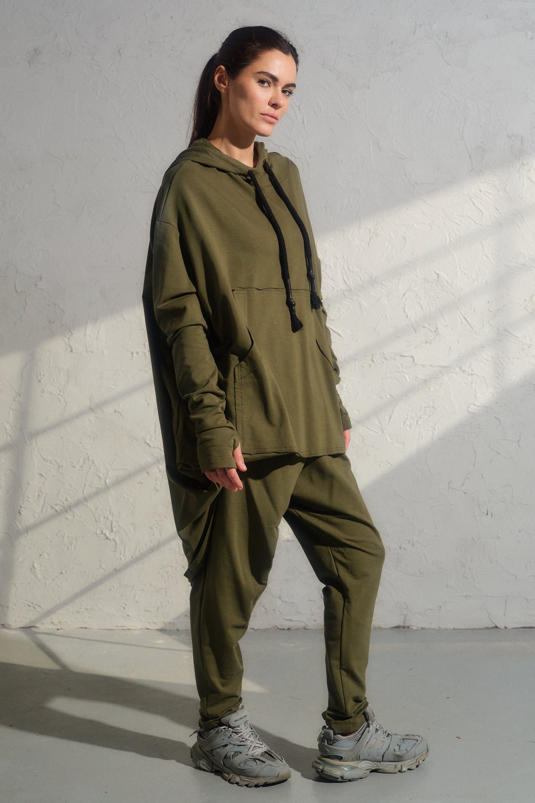 Casual organic cotton set - hooded weatshirt and baggy pants