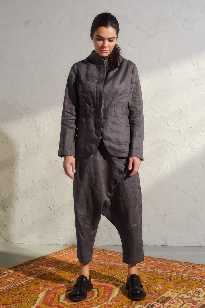 Double belt Linen Baggy Pants Womens