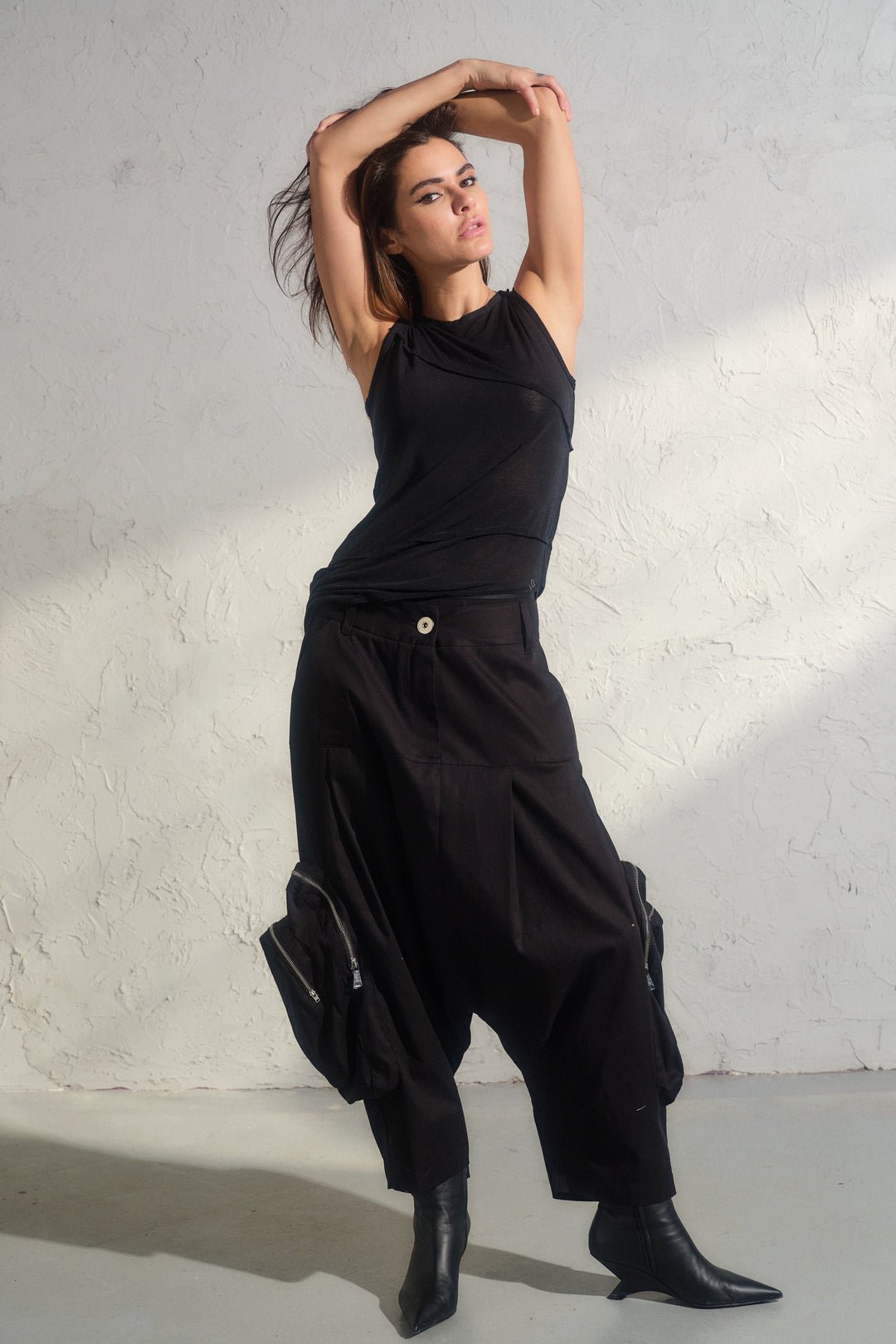 Asymmetrical black womens top