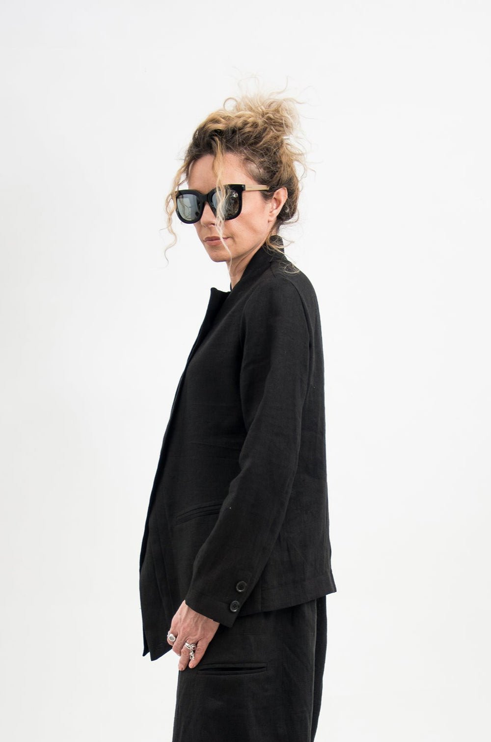 Black Linen Women's Blazer