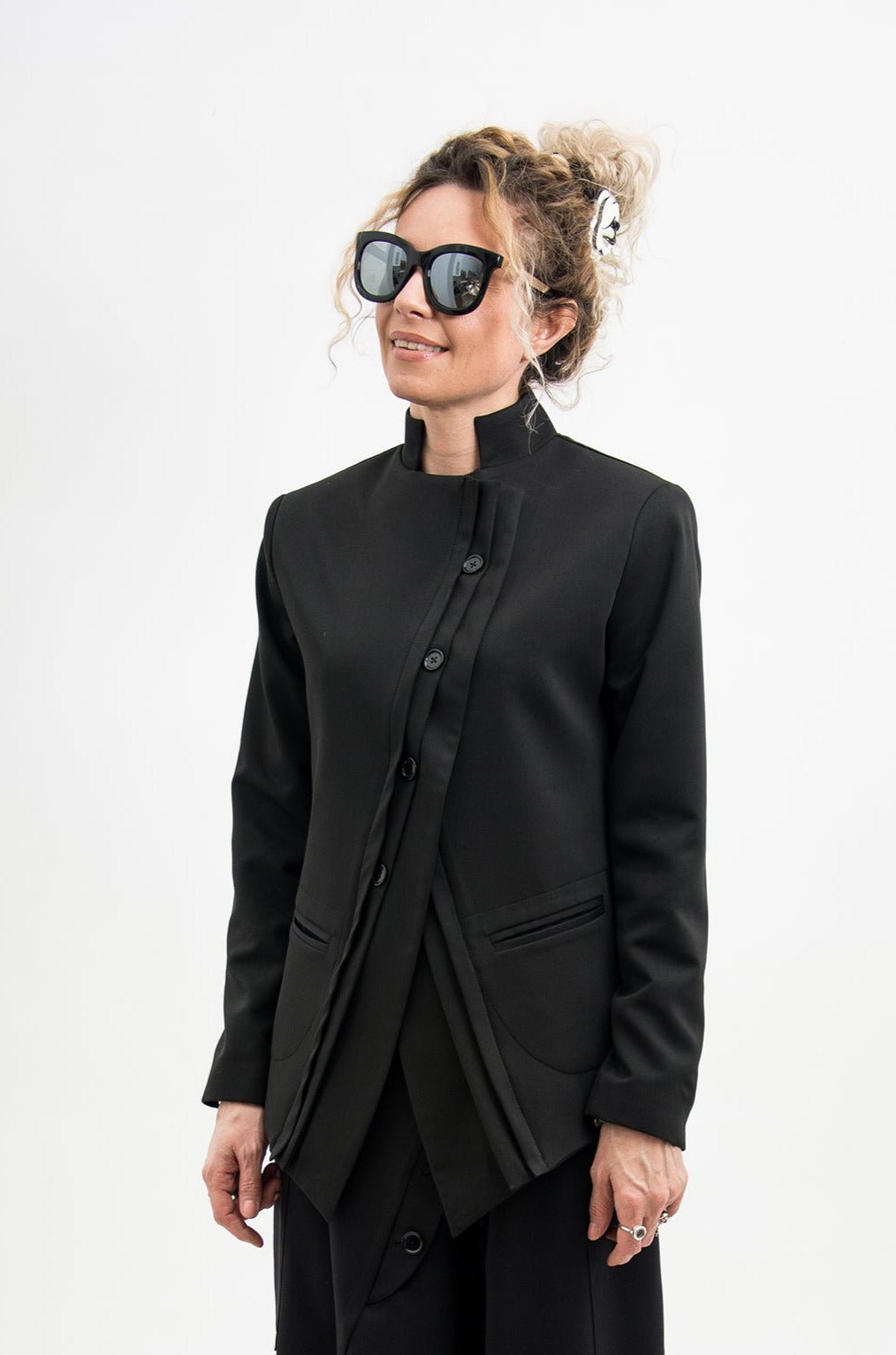 Asymmetrical Black Suit Jacket Women