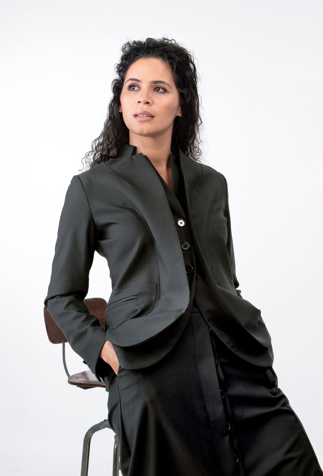 Wool Women's Blazer with Double Lapels
