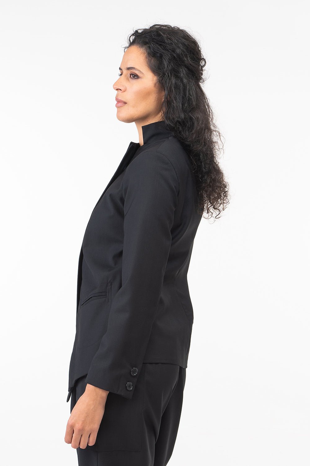 Asymmetrical Black Wool Blazer Women's