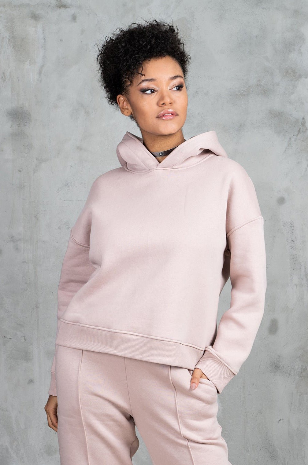 Rose Beige Aesthetic Hooded Women's Sweatshirt