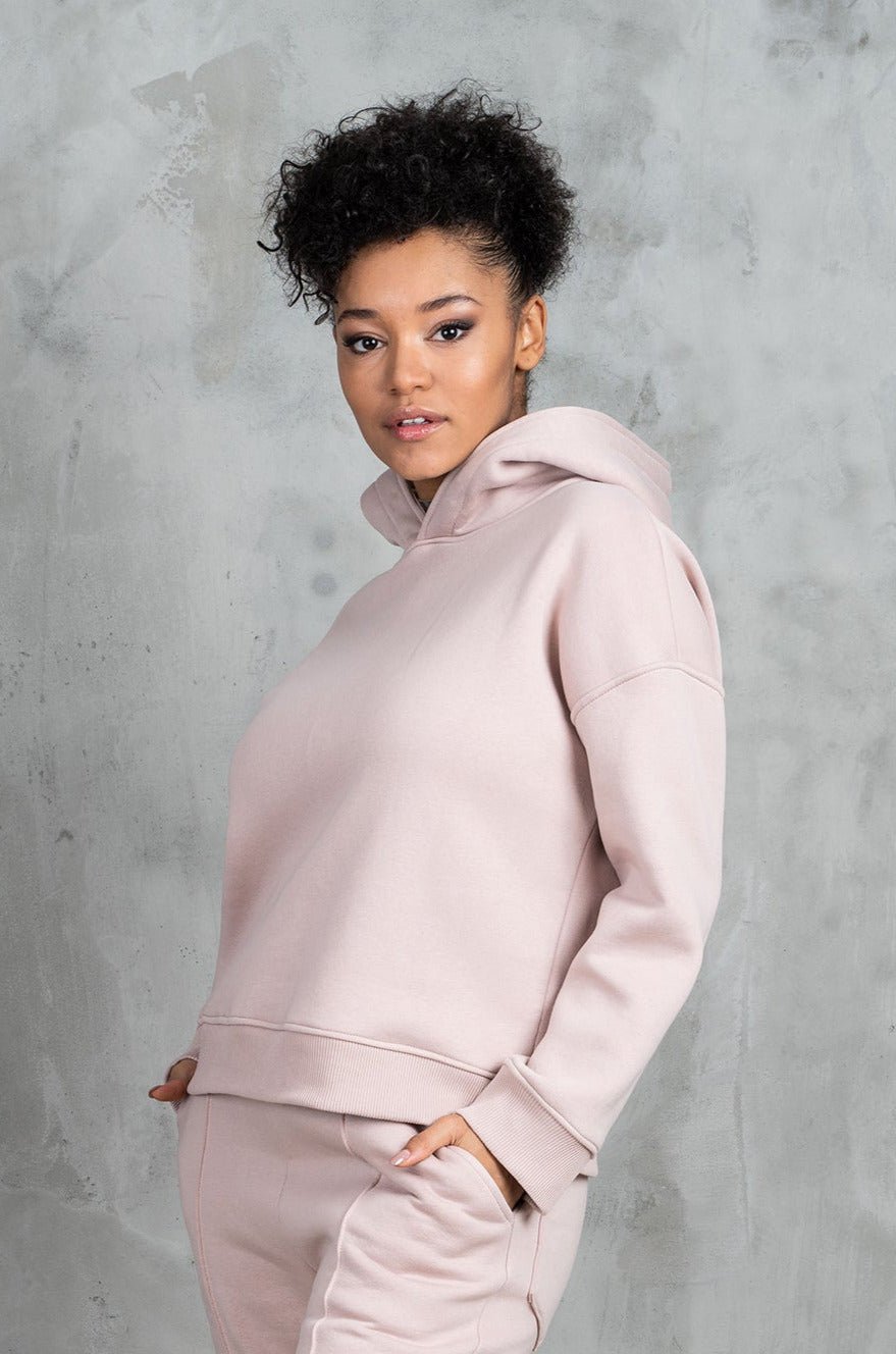 Rose Beige Aesthetic Hooded Women's Sweatshirt