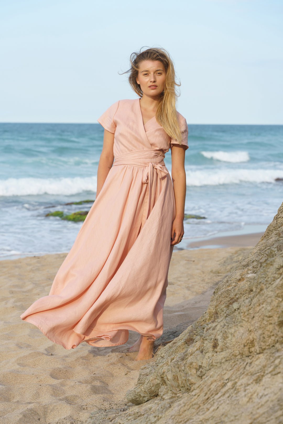 Ash Rose Linen Wrap Dress
